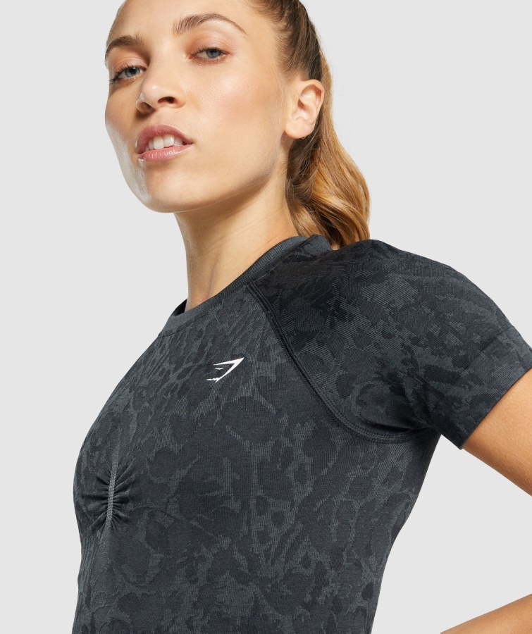 Gymshark Adapt Animal Sømløs T-shirt Sommerfugle-sort