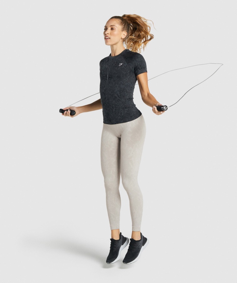 Gymshark Adapt Animal Sømløs T-shirt Sommerfugle-sort