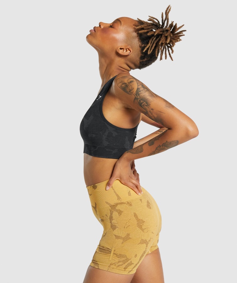 Gymshark Adapt Camo Sømløs Racerryg Sports-bh Savanne-sort