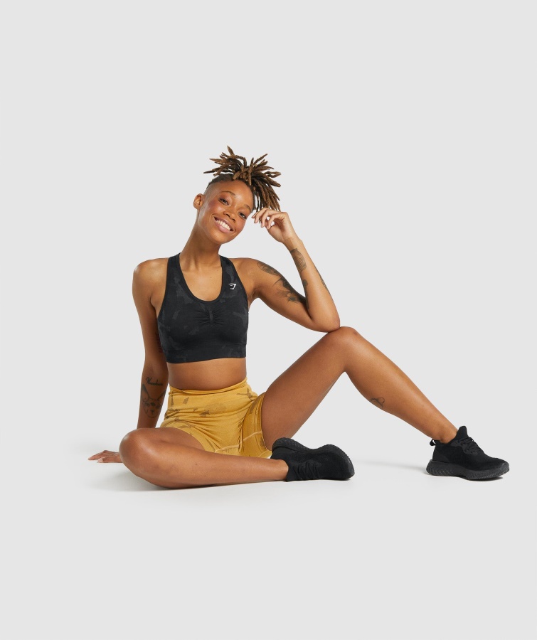 Gymshark Adapt Camo Sømløs Racerryg Sports-bh Savanne-sort