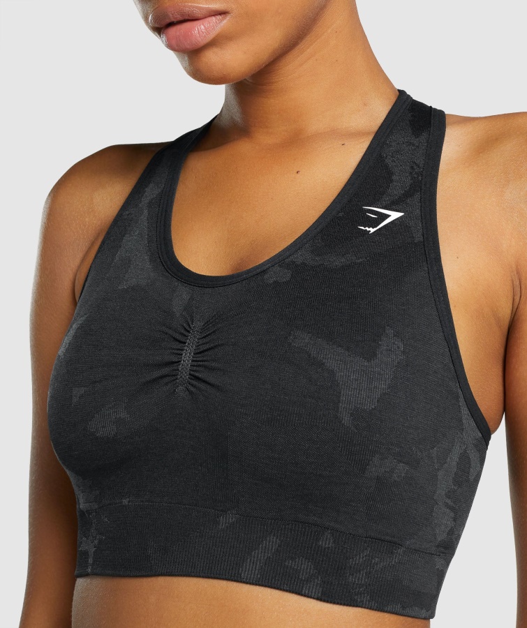 Gymshark Adapt Camo Sømløs Racerryg Sports-bh Savanne-sort