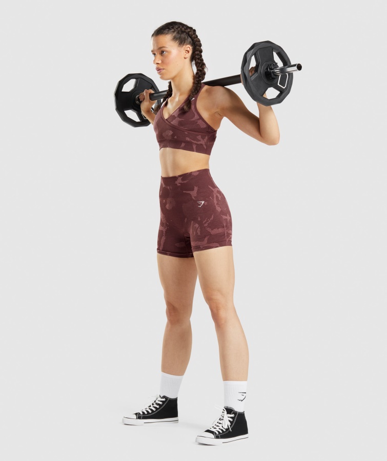 Gymshark Adapt Camo Sømløse Shorts Savanne-kirsebærbrune