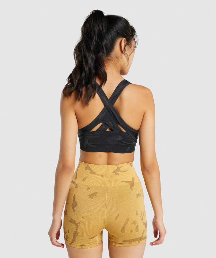Gymshark Adapt Camo Sømløs Sports-bh Savanne-sort