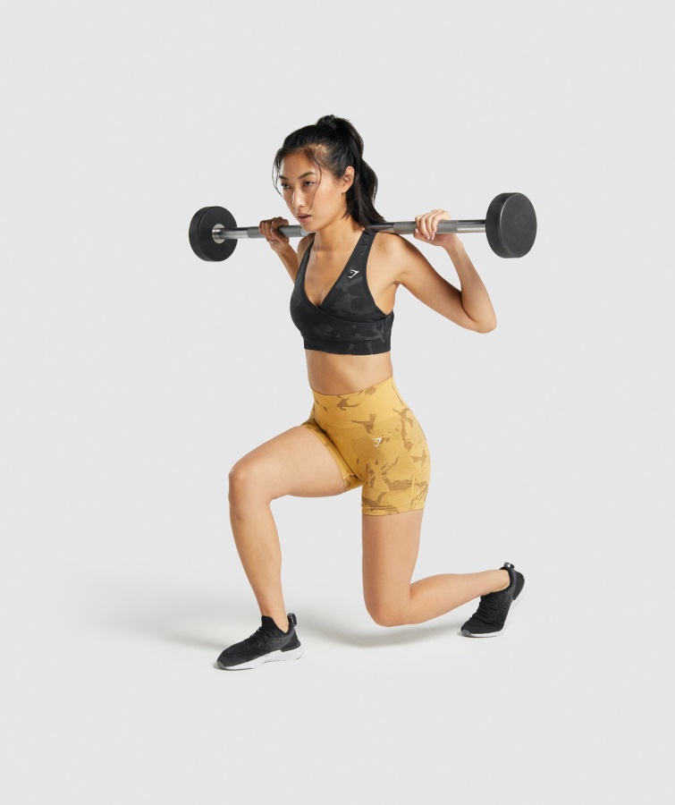 Gymshark Adapt Camo Sømløs Sports-bh Savanne-sort