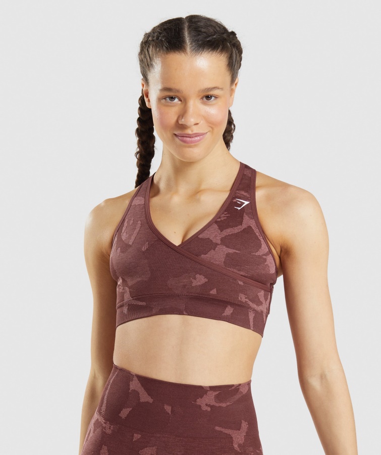 Gymshark Adapt Camo Sømløs Sports-bh Savanne-kirsebærbrun