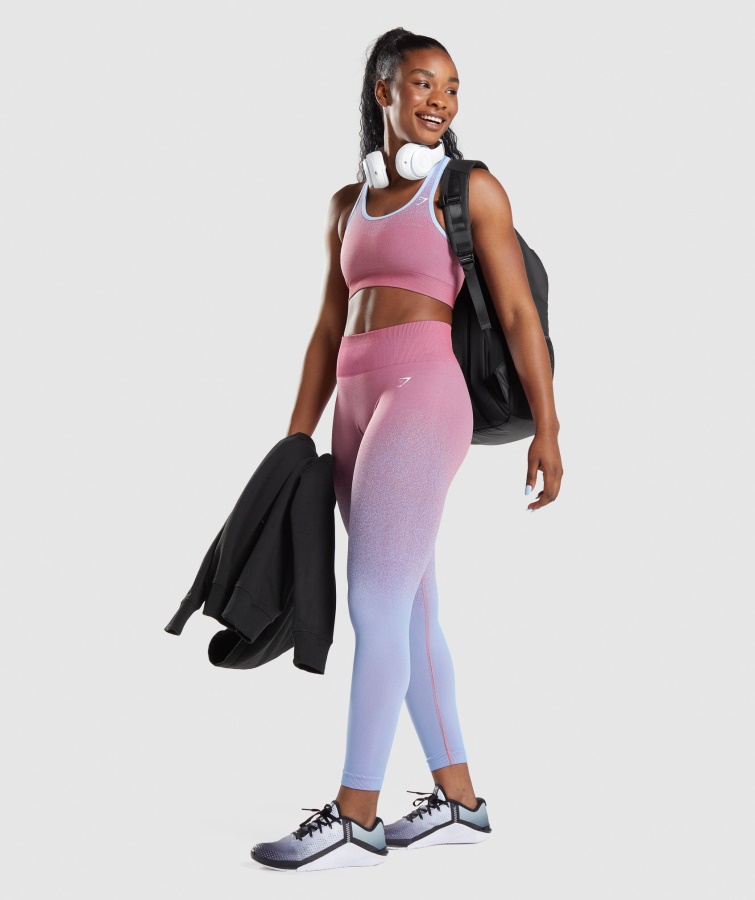 Gymshark Adapt Ombre Sømløs Sports-bh Rosa Pink-lyseblå