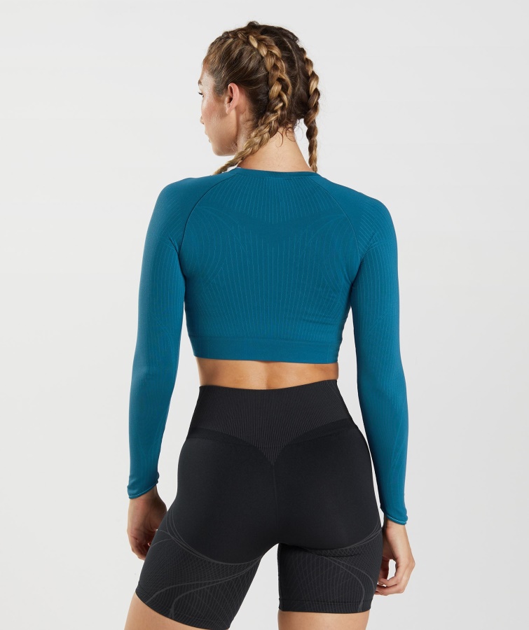 Gymshark Apex Sømløs Crop Top Atlantic Blue-shark Blue