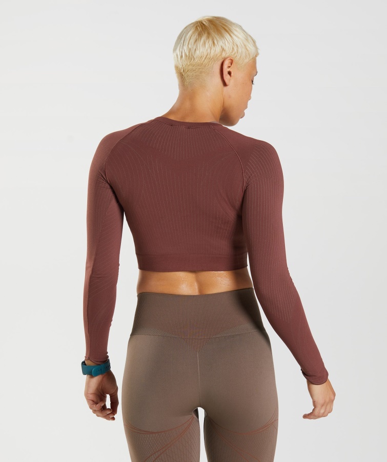 Gymshark Apex Sømløs Crop Top Kirsebærbrun-trøffelbrun