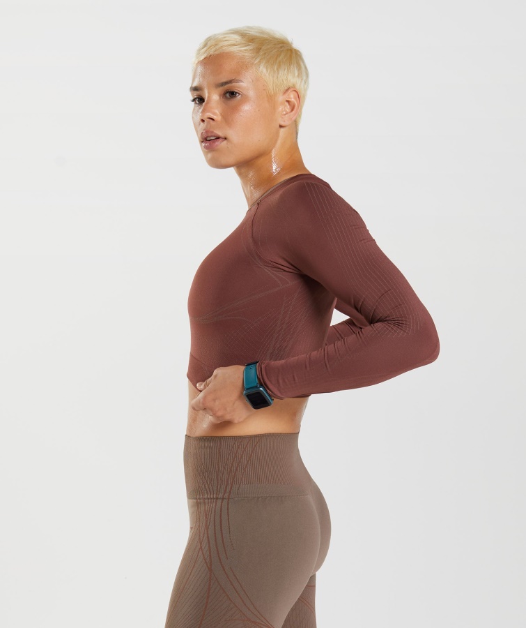 Gymshark Apex Sømløs Crop Top Kirsebærbrun-trøffelbrun