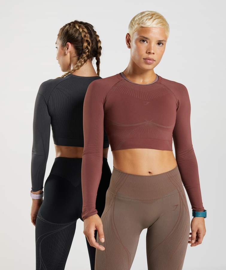 Gymshark Apex Sømløs Crop Top Kirsebærbrun-trøffelbrun