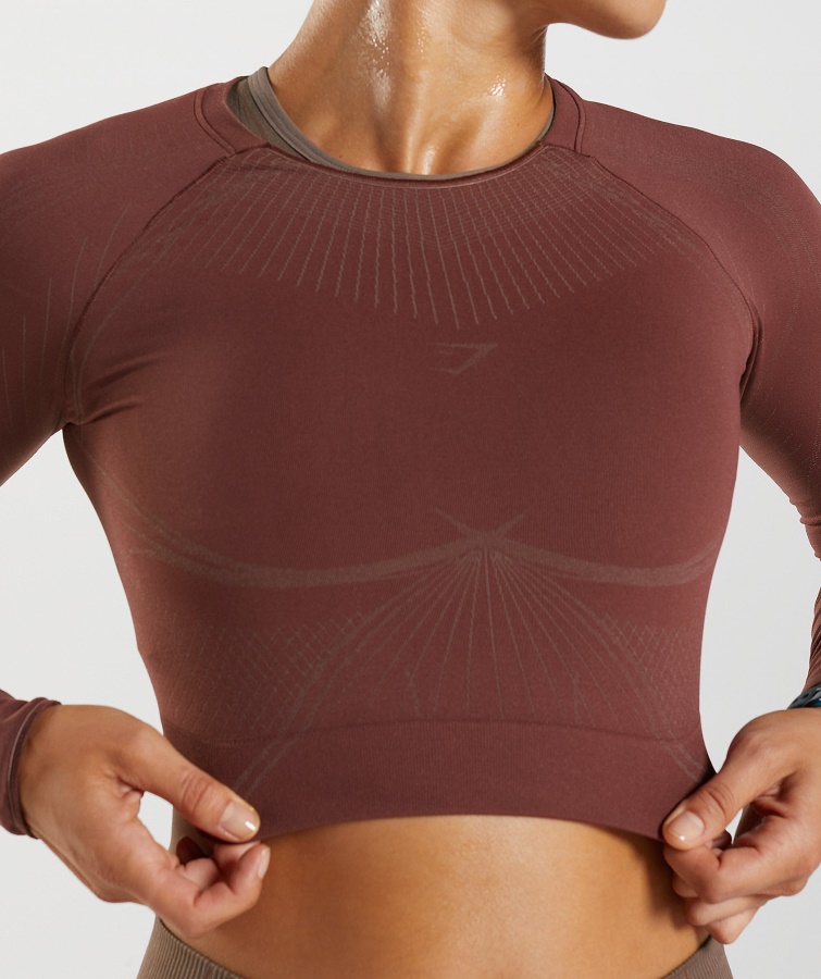 Gymshark Apex Sømløs Crop Top Kirsebærbrun-trøffelbrun