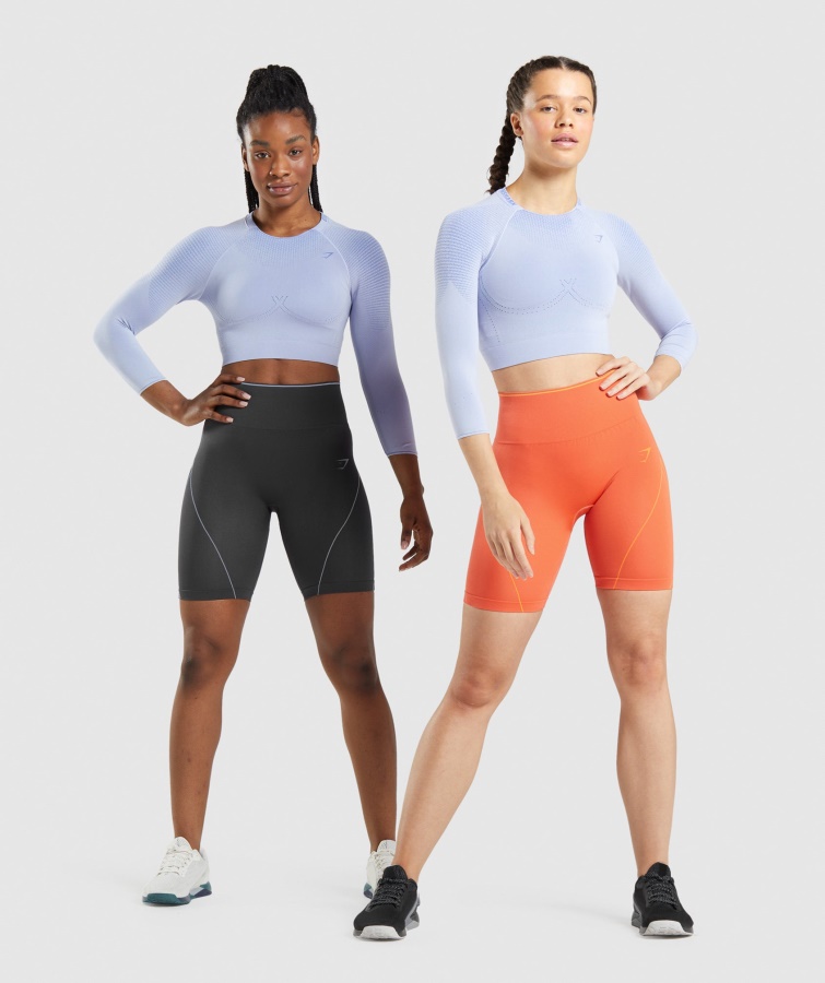 Gymshark Apex Sømløs Crop Top Lavendel Blå-court Blå