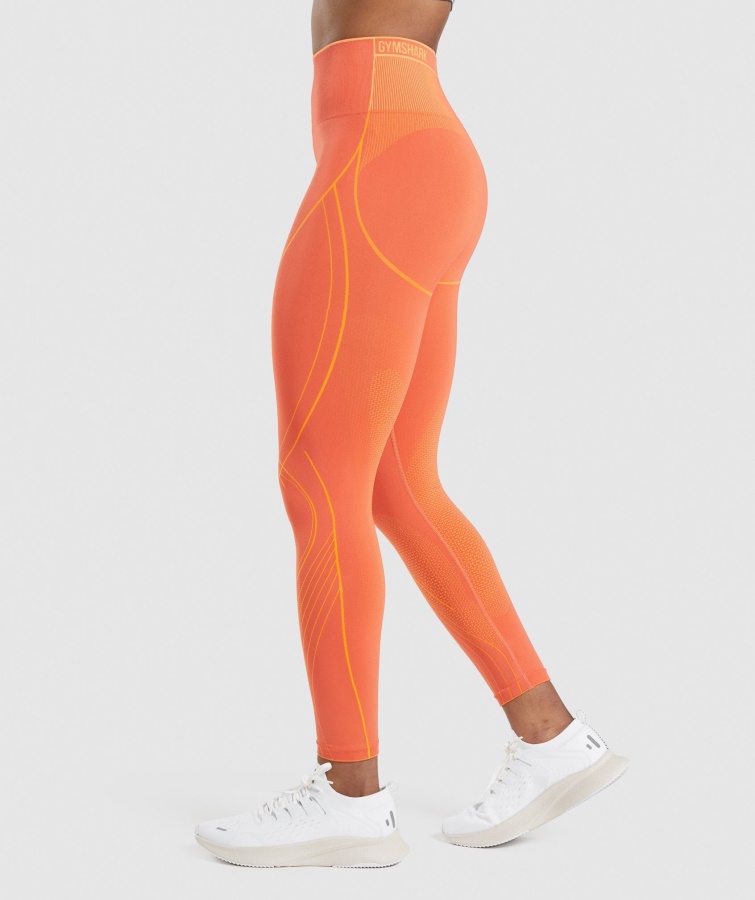 Gymshark Apex Sømløse Leggings I Høj Talje Papaya Orange-abrikos Orange