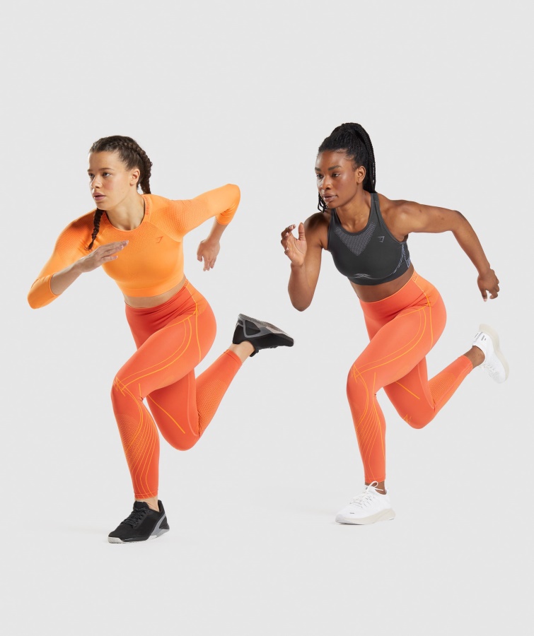 Gymshark Apex Sømløse Leggings I Høj Talje Papaya Orange-abrikos Orange