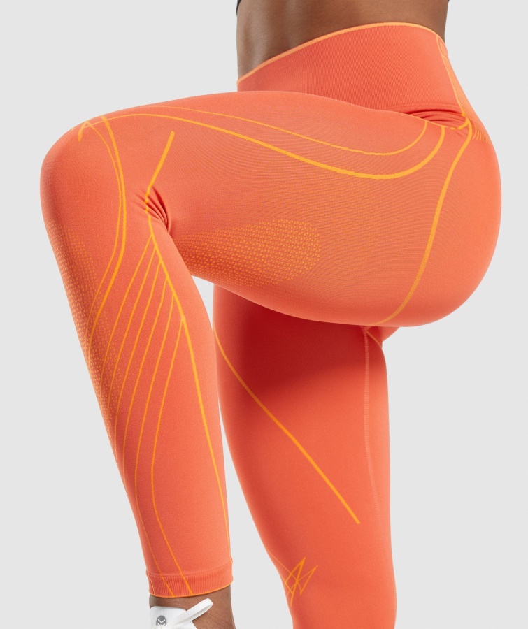 Gymshark Apex Sømløse Leggings I Høj Talje Papaya Orange-abrikos Orange