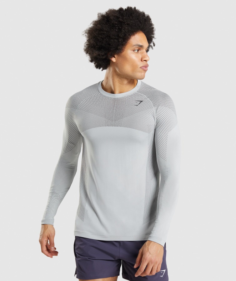 Gymshark Apex Sømløs Langærmet T-shirt Lys Grå-onyx Grå