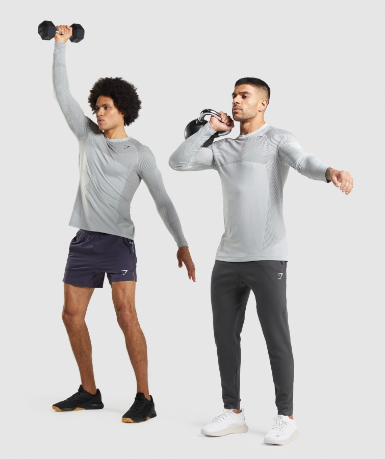 Gymshark Apex Sømløs Langærmet T-shirt Lys Grå-onyx Grå