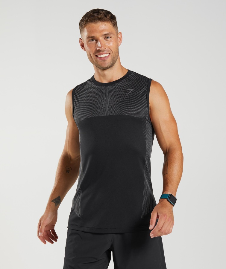 Gymshark Apex Sømløs Tank Sort-silhouette Grå