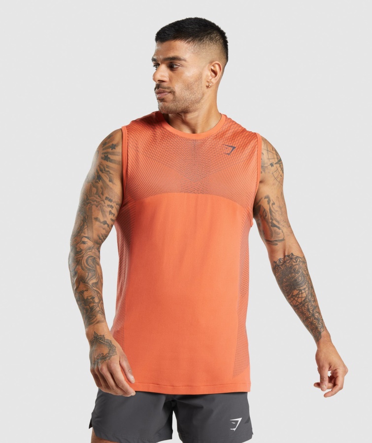 Gymshark Apex Sømløs Tank Papaya Orange-onyx Grå
