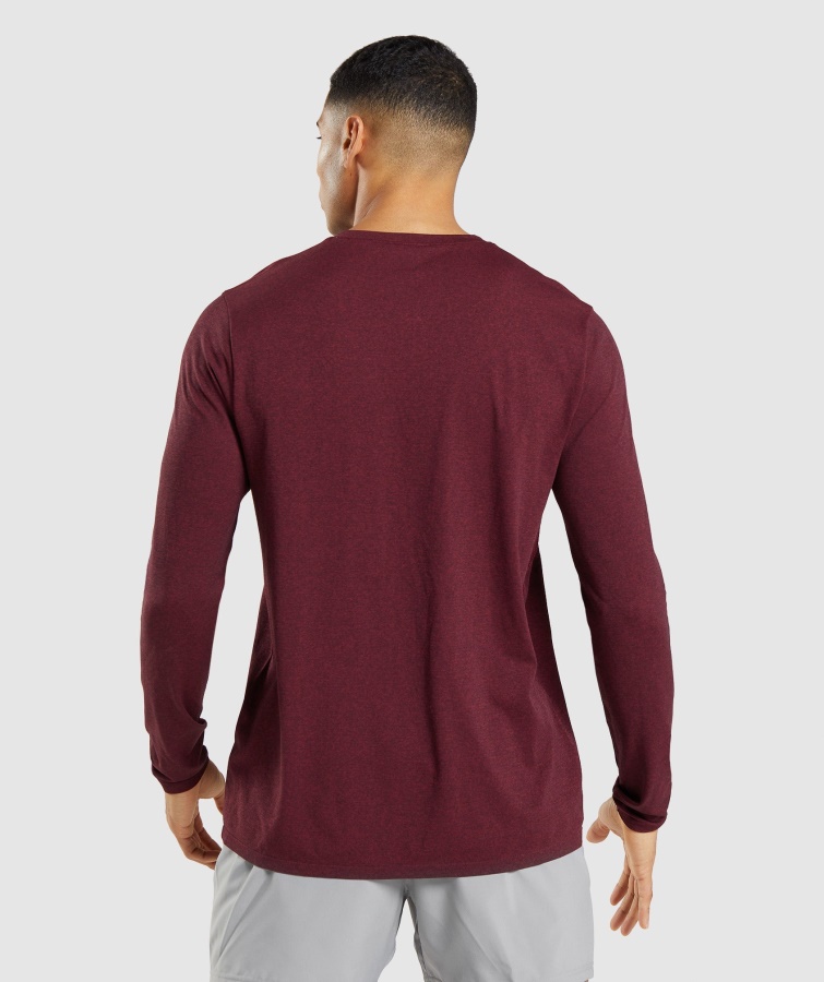 Gymshark Ankomst Sømløs Langærmet T-shirt Bordeaux Rød Mergel
