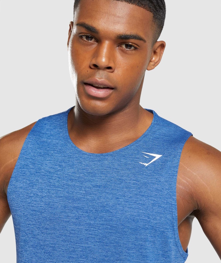 Gymshark Atletisk Blå-spyd Blå Mergel Ankomst Slim Mergel Tank
