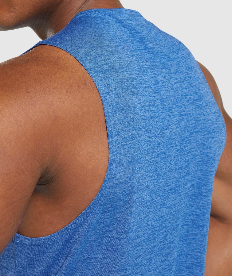 Gymshark Atletisk Blå-spyd Blå Mergel Ankomst Slim Mergel Tank