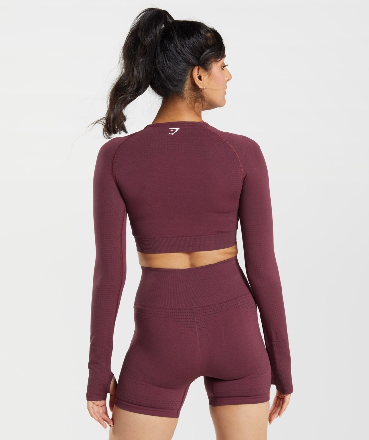 Gymshark Bagt Maroon Mergel Vital Sømløs 2.0 Crop Top
