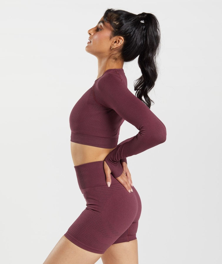 Gymshark Bagt Maroon Mergel Vital Sømløs 2.0 Crop Top