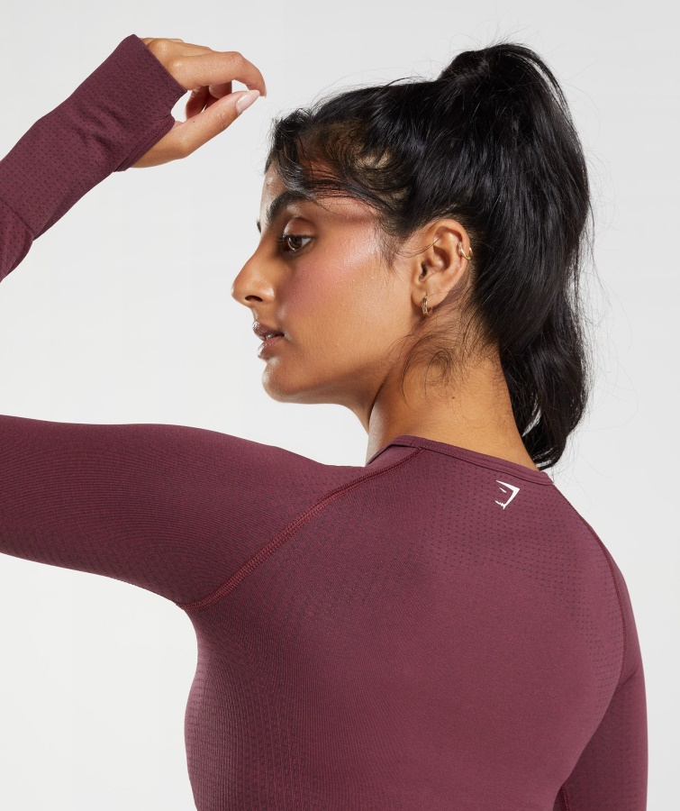 Gymshark Bagt Maroon Mergel Vital Sømløs 2.0 Crop Top
