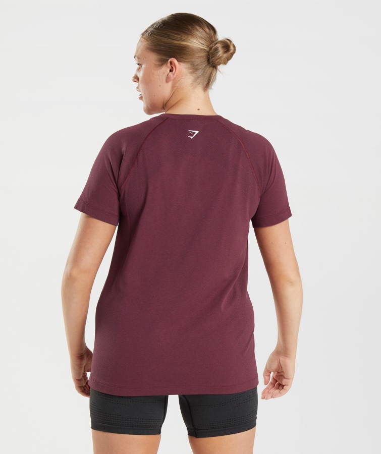Gymshark Bagt Maroon Marl Vital Sømløs 2.0 Lys T-shirt