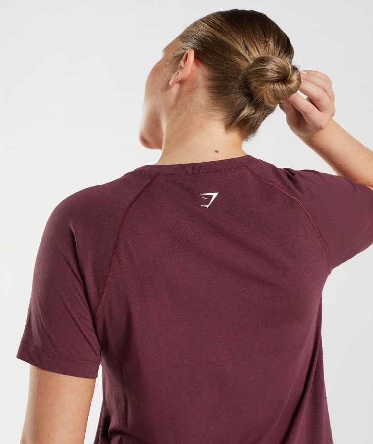 Gymshark Bagt Maroon Marl Vital Sømløs 2.0 Lys T-shirt