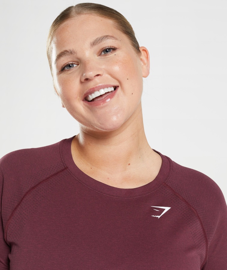 Gymshark Bagt Maroon Marl Vital Sømløs 2.0 Lys T-shirt