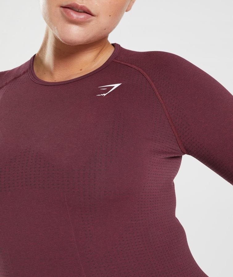 Gymshark Bagt Maroon Mergel Vital Sømløs 2.0 Langærmet Top