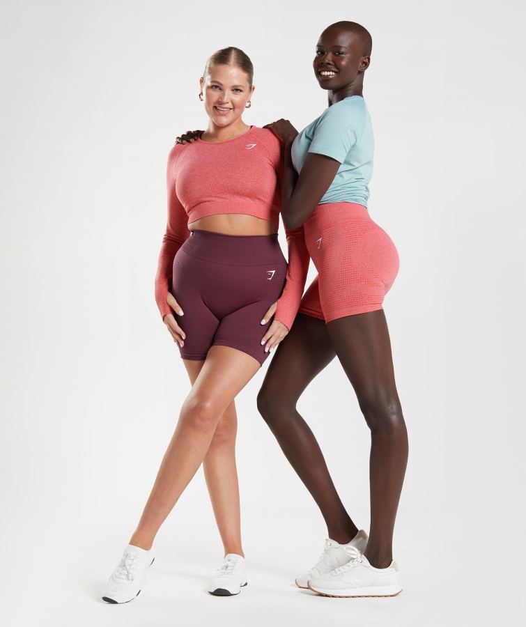 Gymshark Bagt Maroon Marl Vital Sømløse 2.0 Shorts