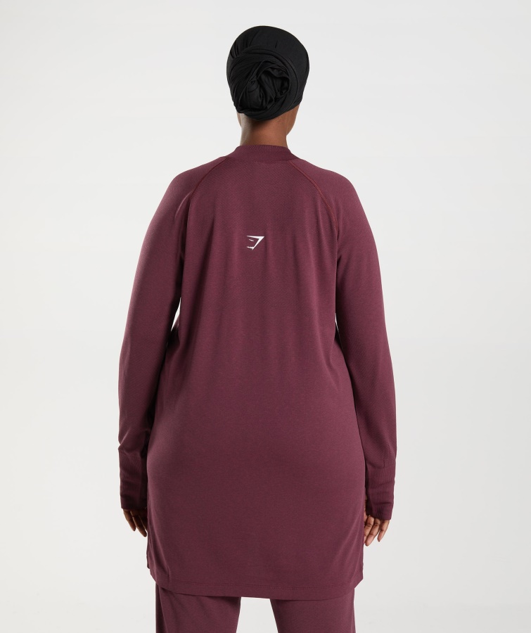 Gymshark Bagt Maroon Mergel Vital Sømløs Lang Line Top