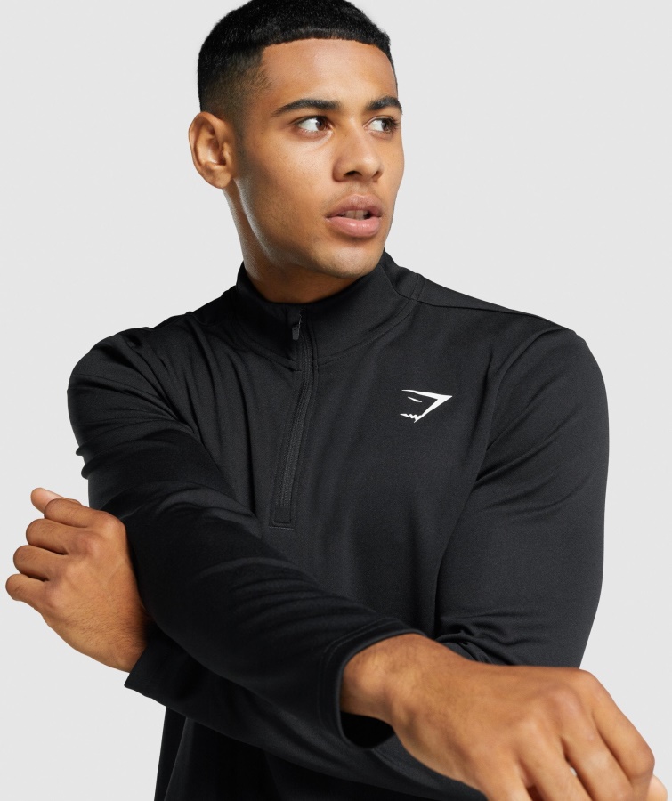 Gymshark Sort Ankomst Pullover Med Lynlås 1-4