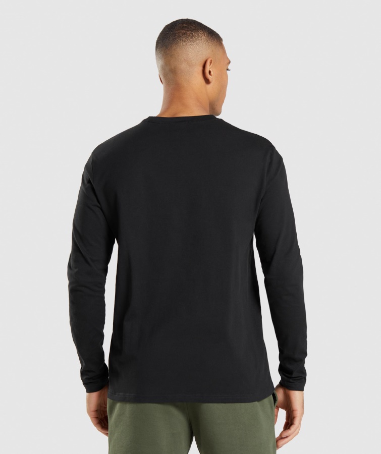 Gymshark Sort Crest Langærmet T-shirt