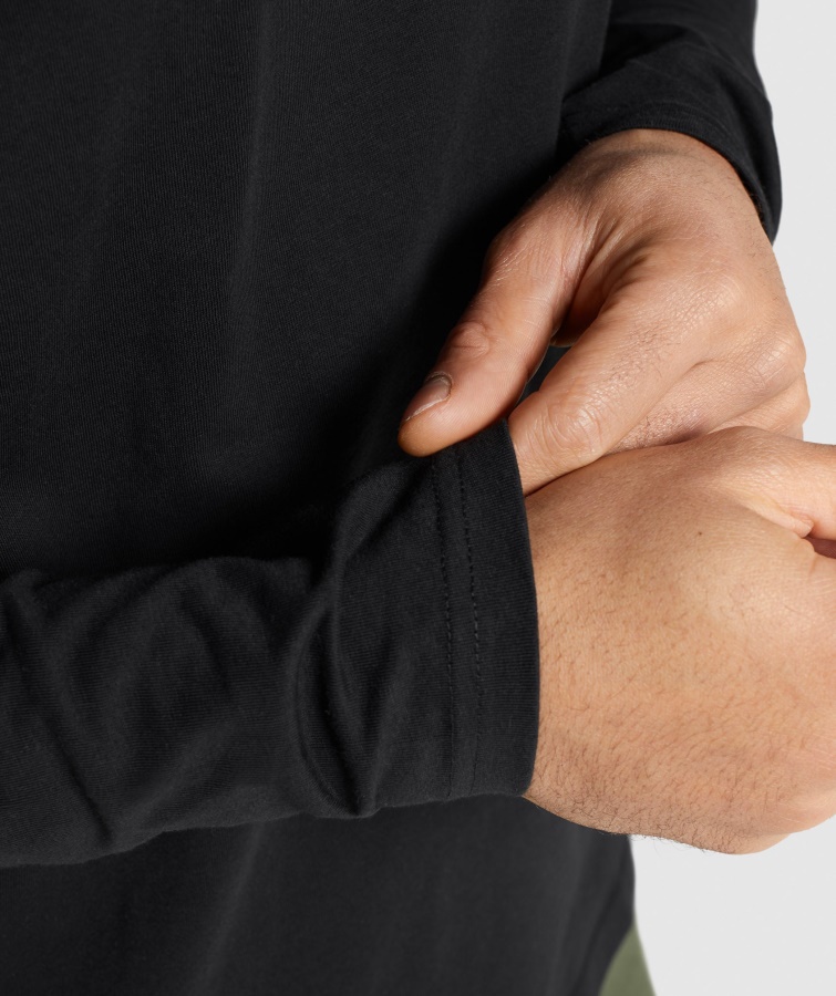 Gymshark Sort Crest Langærmet T-shirt