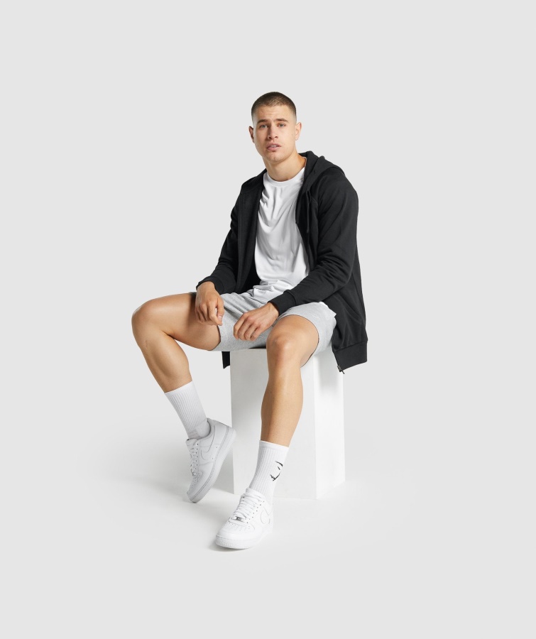 Gymshark Sort Crest Hættetrøje Med Lynlås