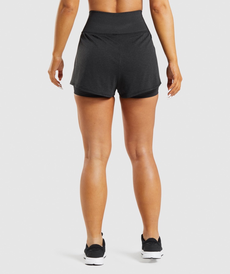 Gymshark Black Marl Vital Sømløse 2.0 2-i-1 Shorts