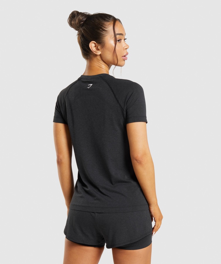 Gymshark Black Marl Vital Sømløs 2.0 Let T-shirt