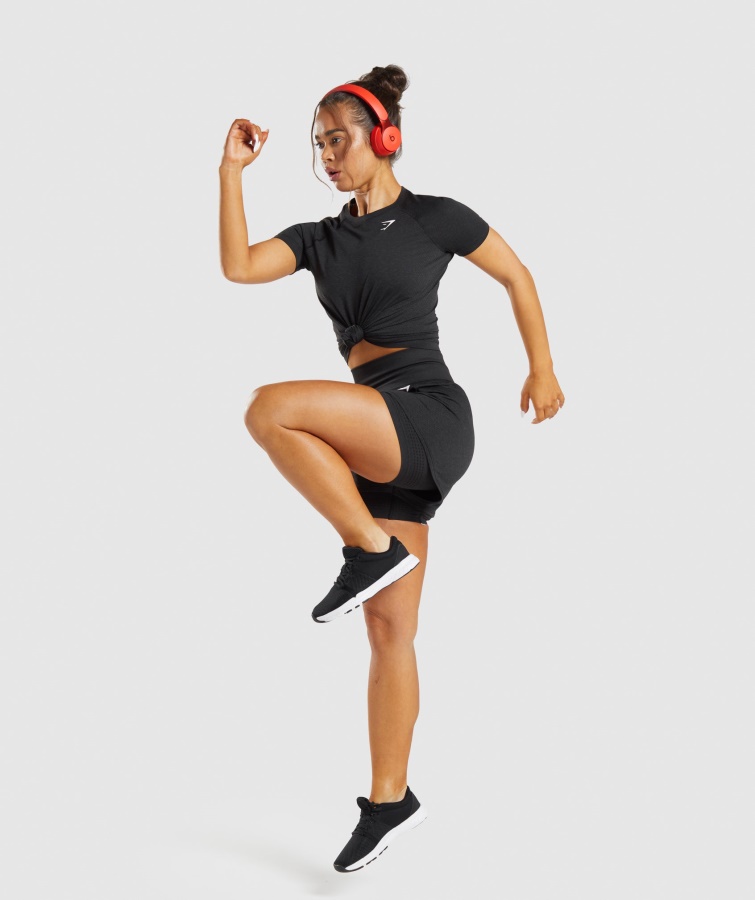 Gymshark Black Marl Vital Sømløs 2.0 Let T-shirt