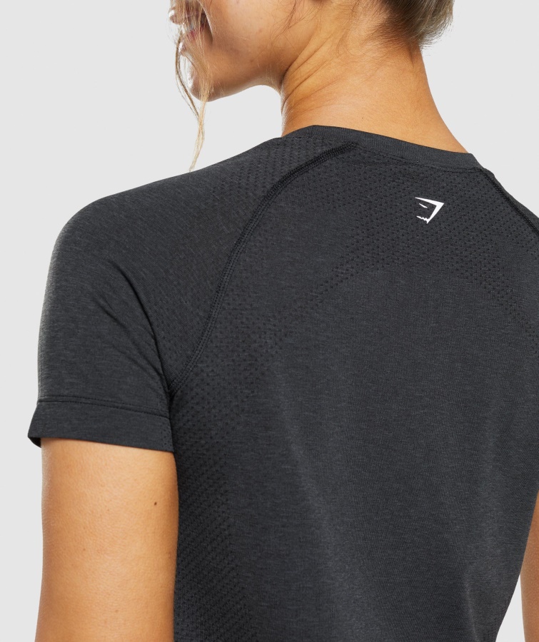 Gymshark Black Marl Vital Sømløs 2.0 Let T-shirt