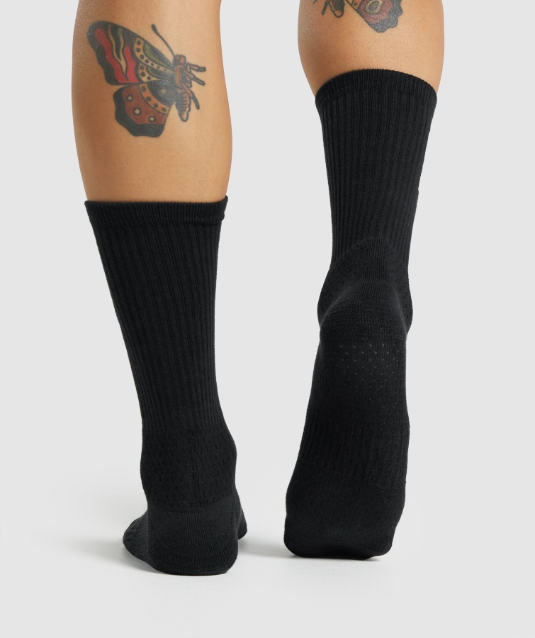 Gymshark Sort Premium Broderet Crew Sok 1pk