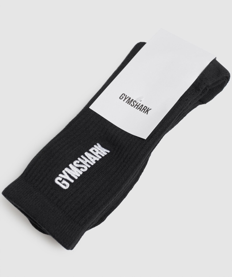 Gymshark Sort Premium Broderet Crew Sok 1pk