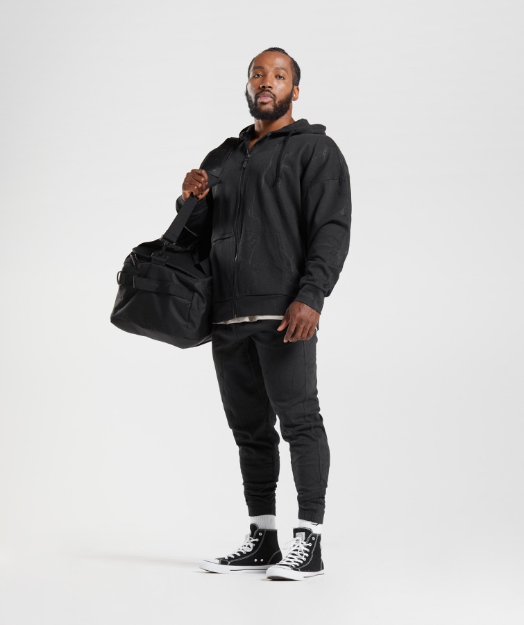 Gymshark Sort Print Power Lynlås Hættetrøje