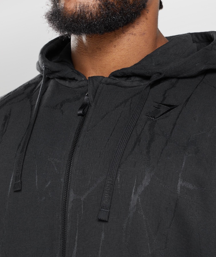 Gymshark Sort Print Power Lynlås Hættetrøje