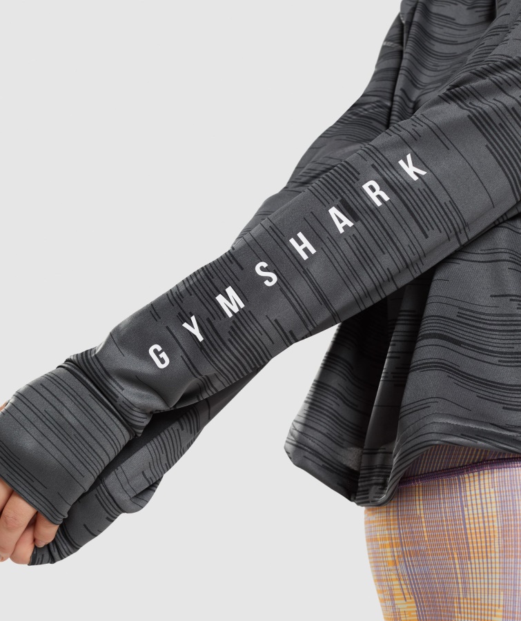 Gymshark Sort Print Sport Løs Langærmet T-shirt