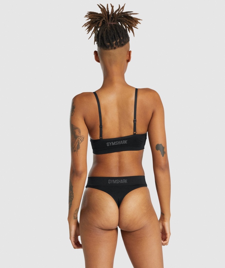Gymshark Sort Sømløs Bralette Med Lav Hals