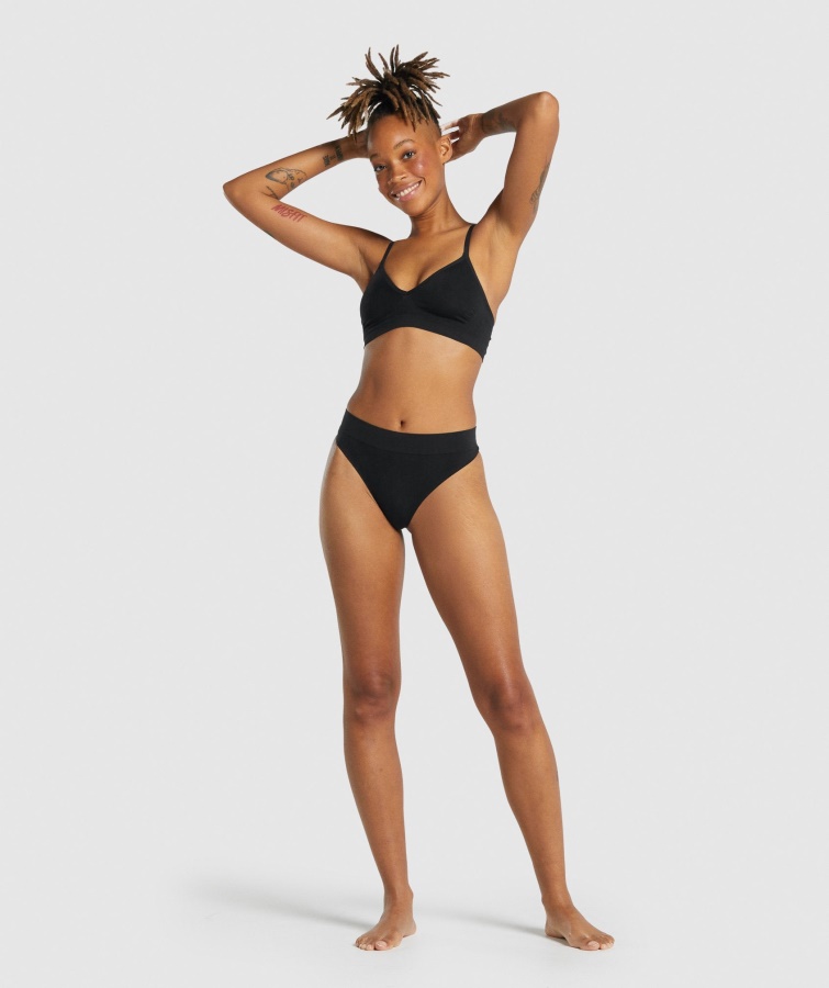 Gymshark Sort Sømløs Bralette Med Lav Hals